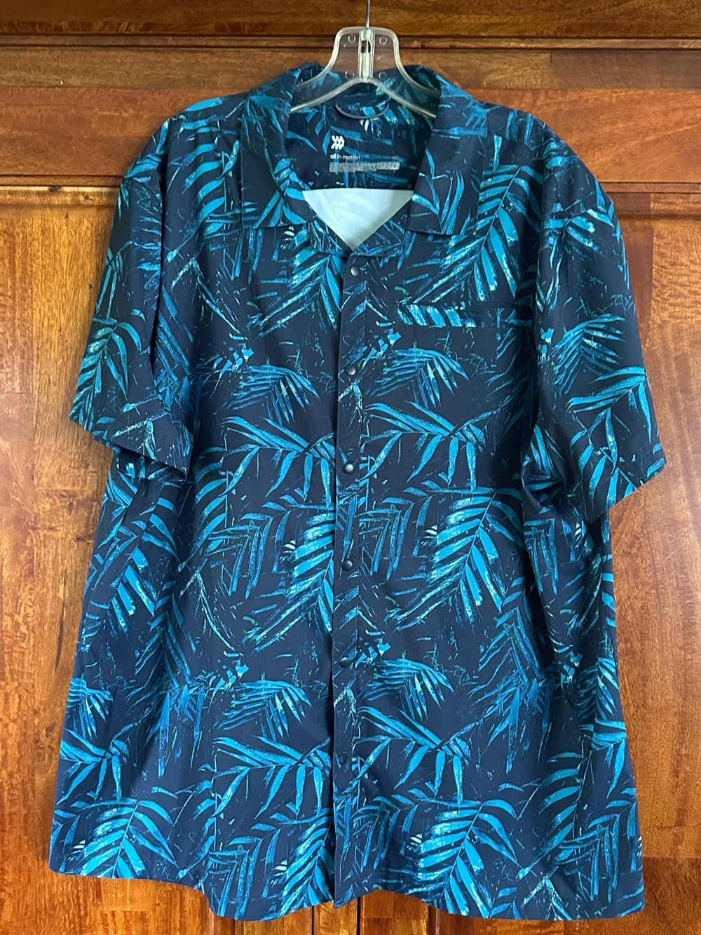 all in motion Teal Leaf-Print Short-Sleeve Shirt